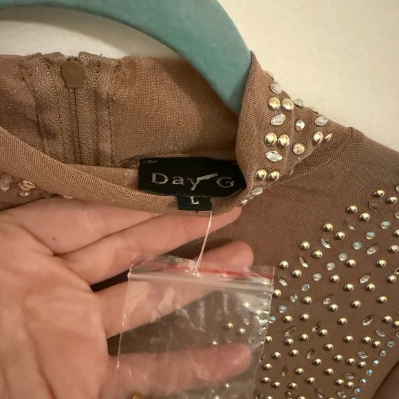 DAY G Sheer Embellished sheer Long Sleeve Bodysuit NWT - Picture 8 of 11